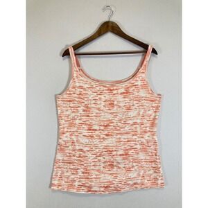 Coastal Boho RuffHewn Womens 2X Coral Abstract Stripe Adjustable Strap Tank Top